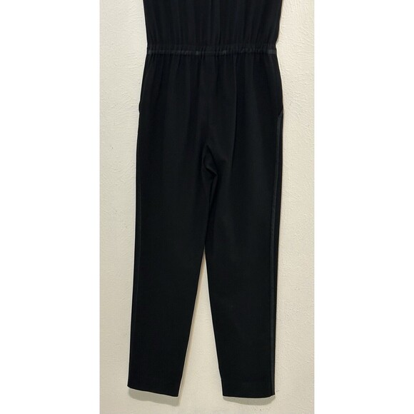 Lafayette 148 NY Size P (0-2) Jumpsuit Black Columbia Silk Trim V Neck Crepe - Picture 13 of 16